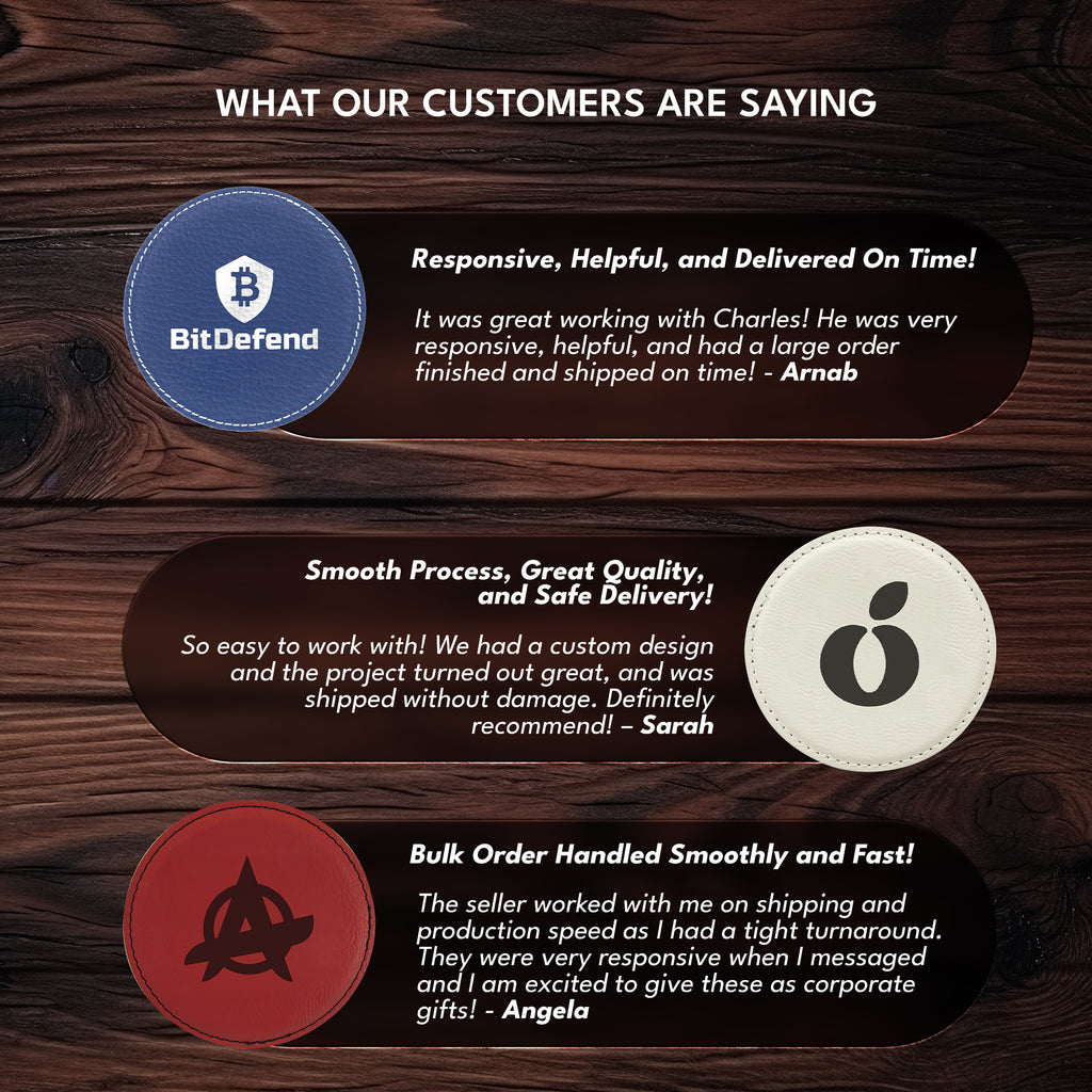 4" Round Leatherette Coaster with Exclusive Bulk Wholesale Pricing