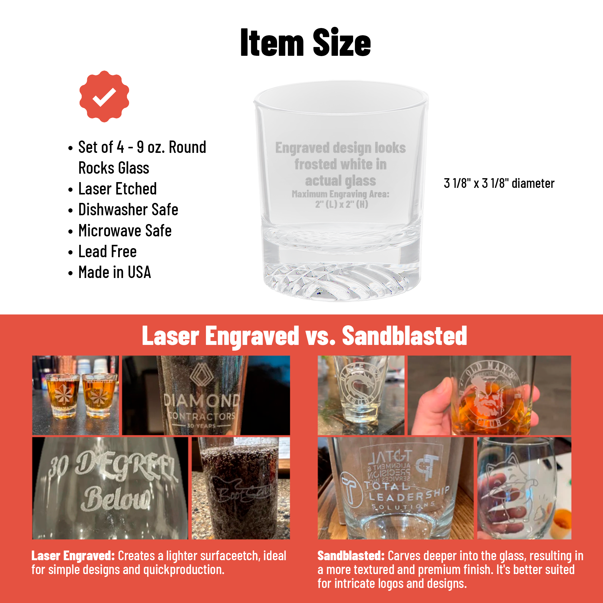 laser engraved vs sand blasted infographic