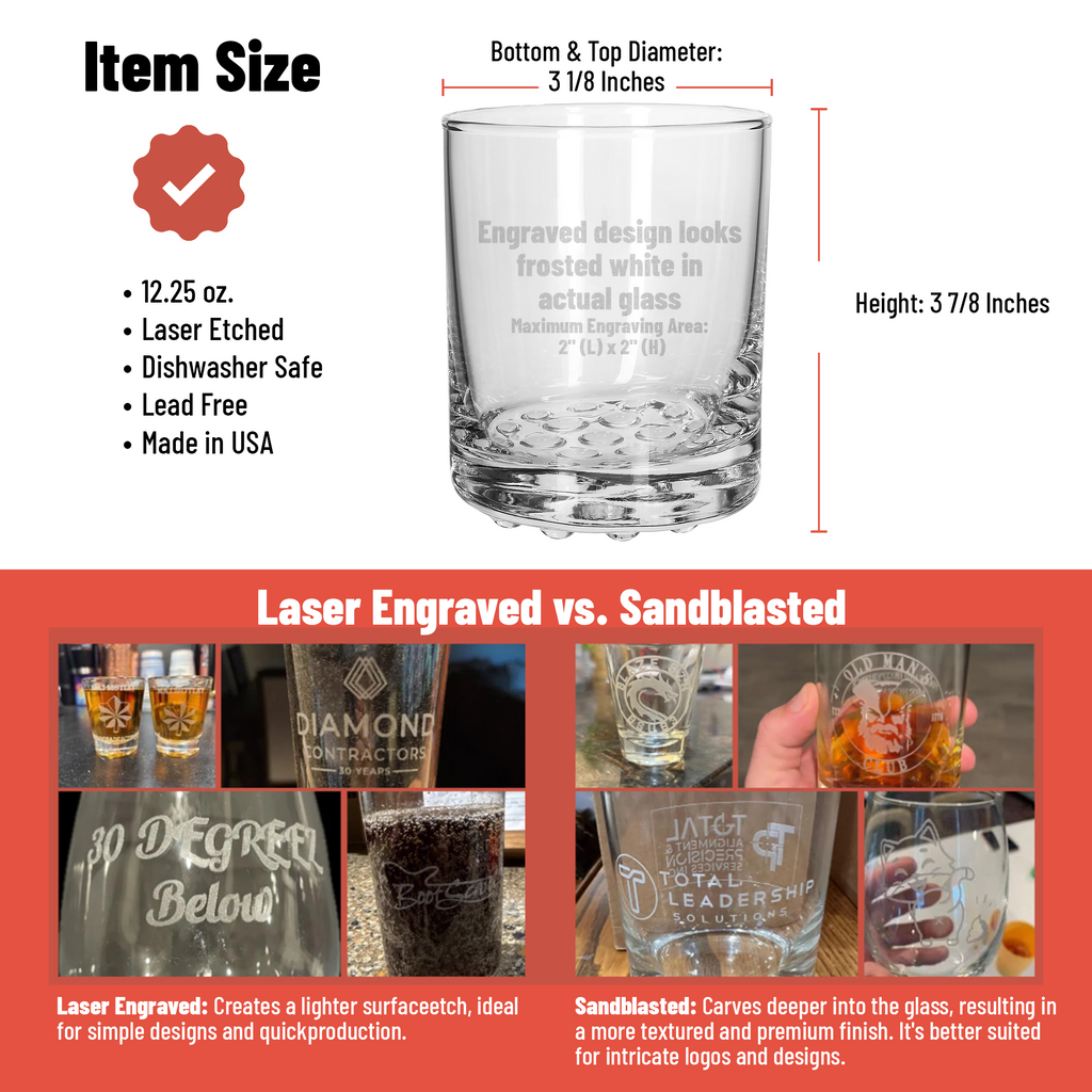 laser engraved vs sand blasted infographic