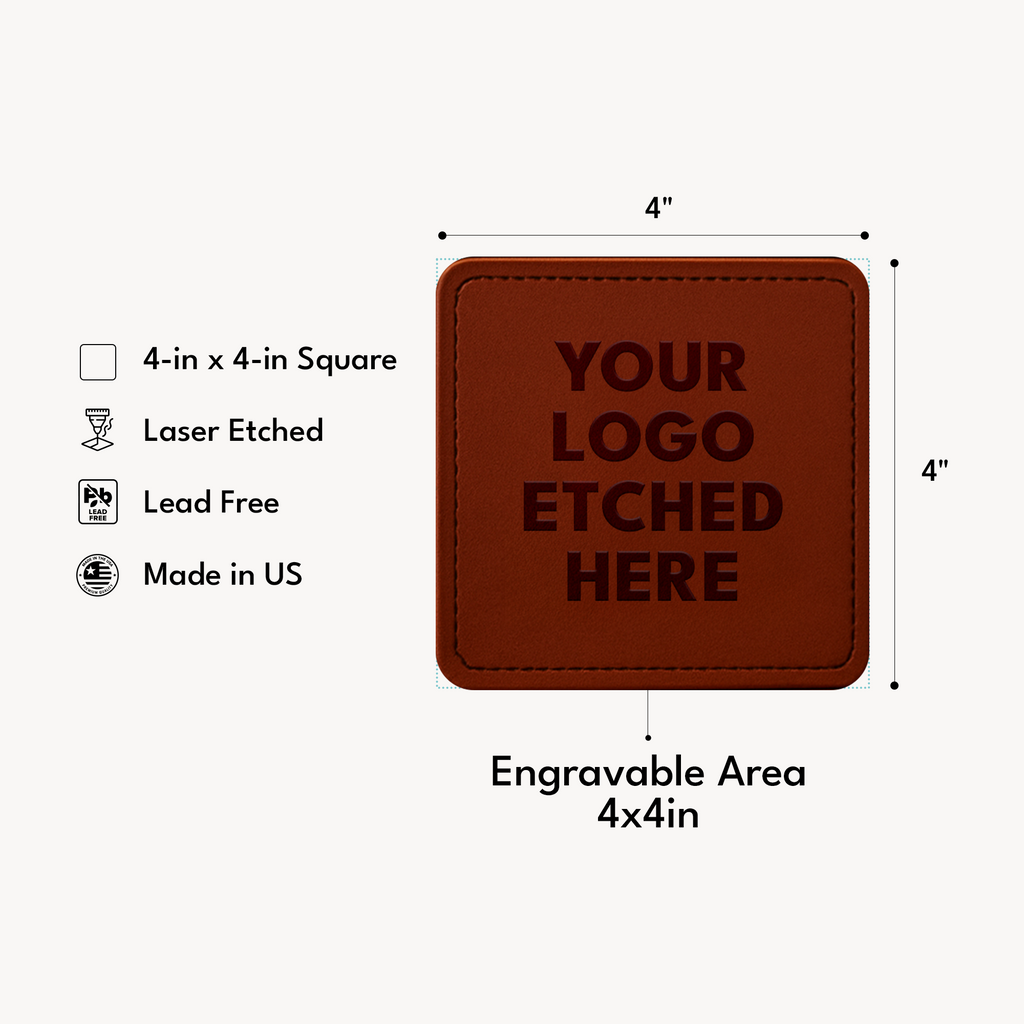 4" x 4" Square Leatherette Coaster Set-6 Piece with Exclusive Bulk Wholesale Pricing