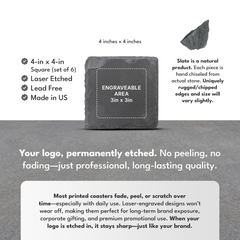4" x 4" Square Slate Coaster Set-6 Piece with Exclusive Bulk Wholesale Pricing