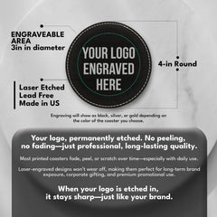 4" Round Leatherette Coaster with Exclusive Bulk Wholesale Pricing