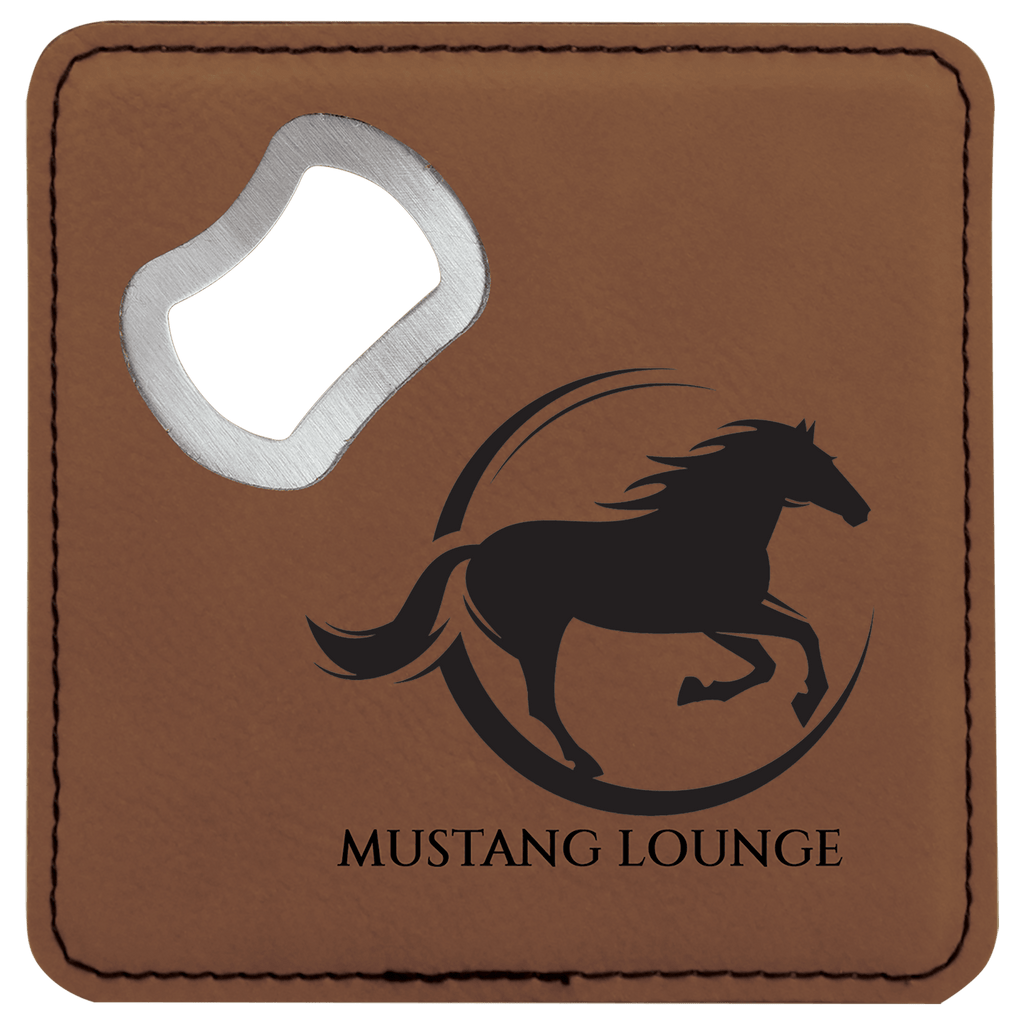dark brown leatherette bottle opener coaster