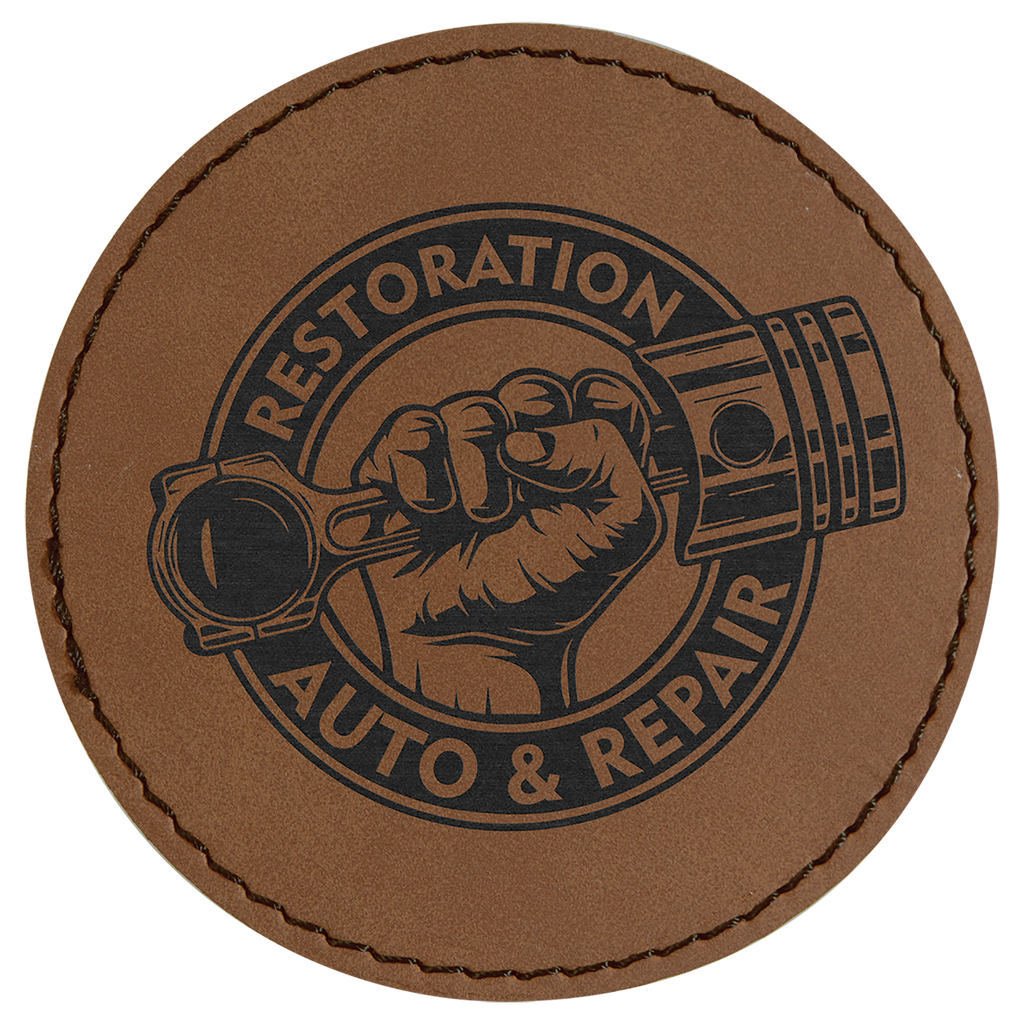 dark brown round leatherette coaster