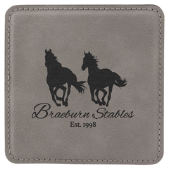 gray leatherette coaster