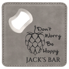 gray leatherette bottle opener coaster