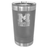 Gray tumbler with 'MechTech Tool and Die' logo on a green background