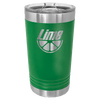 Green tumbler with silver lid featuring 'Lime' logo on a clear background