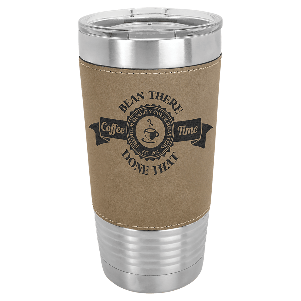 light brown leatherette tumbler