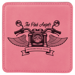 pink leatherette coaster