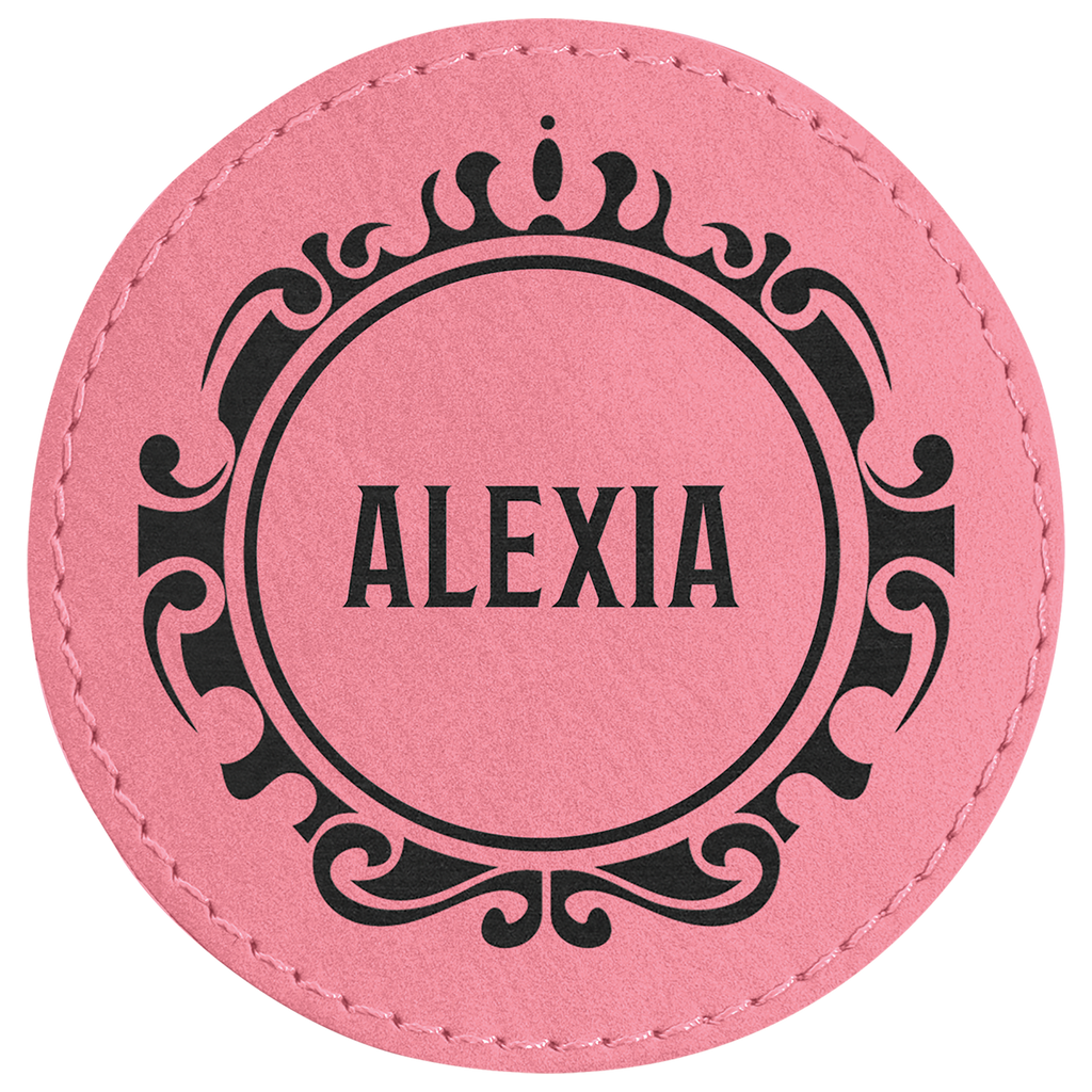 pink leatherette coaster