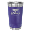 Purple tumbler with silver lid featuring 'triStack Processing' logo on a clear background