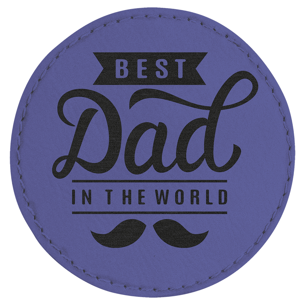 purple round leatherette coaster