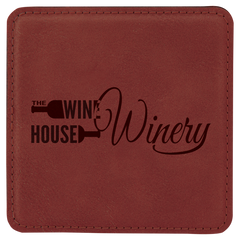 brown leatherette coaster