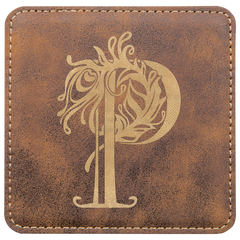 brown leatherette coaster