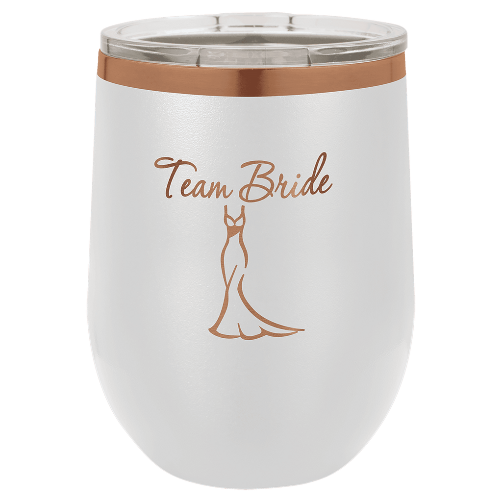 white with rose gold stemless wine glass tumbler