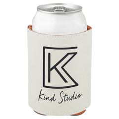 white leatherette beverage holder