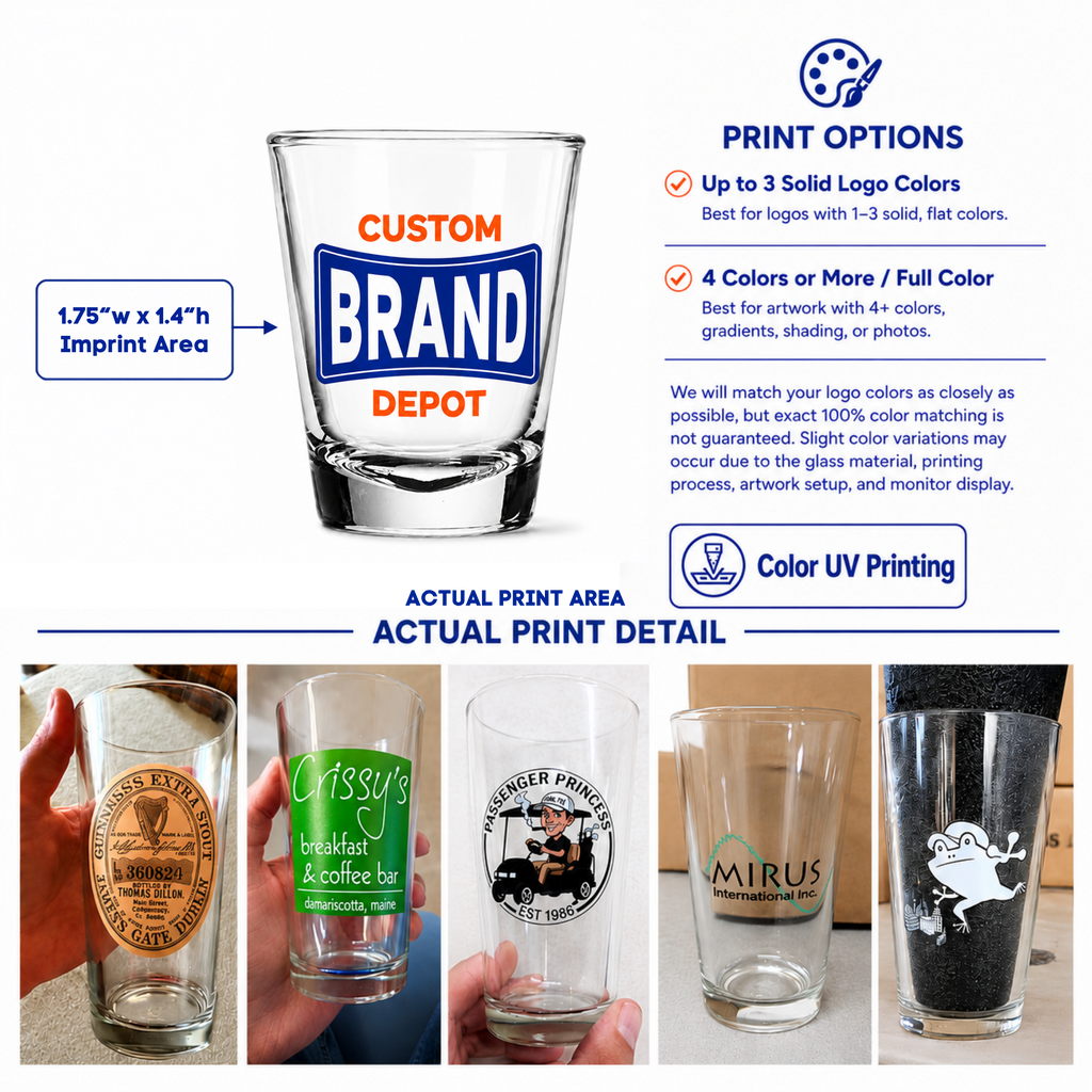 1.7 oz Custom Shot Glass, Personalized Logo Bulk Promotional Gifts