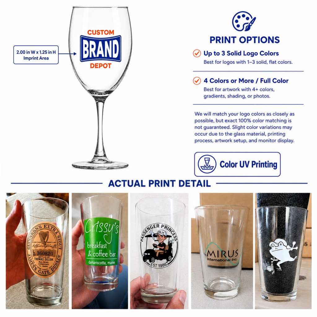 10.5oz Custom Wine Glass, Bulk Logo Gifts for Business Branding and Events