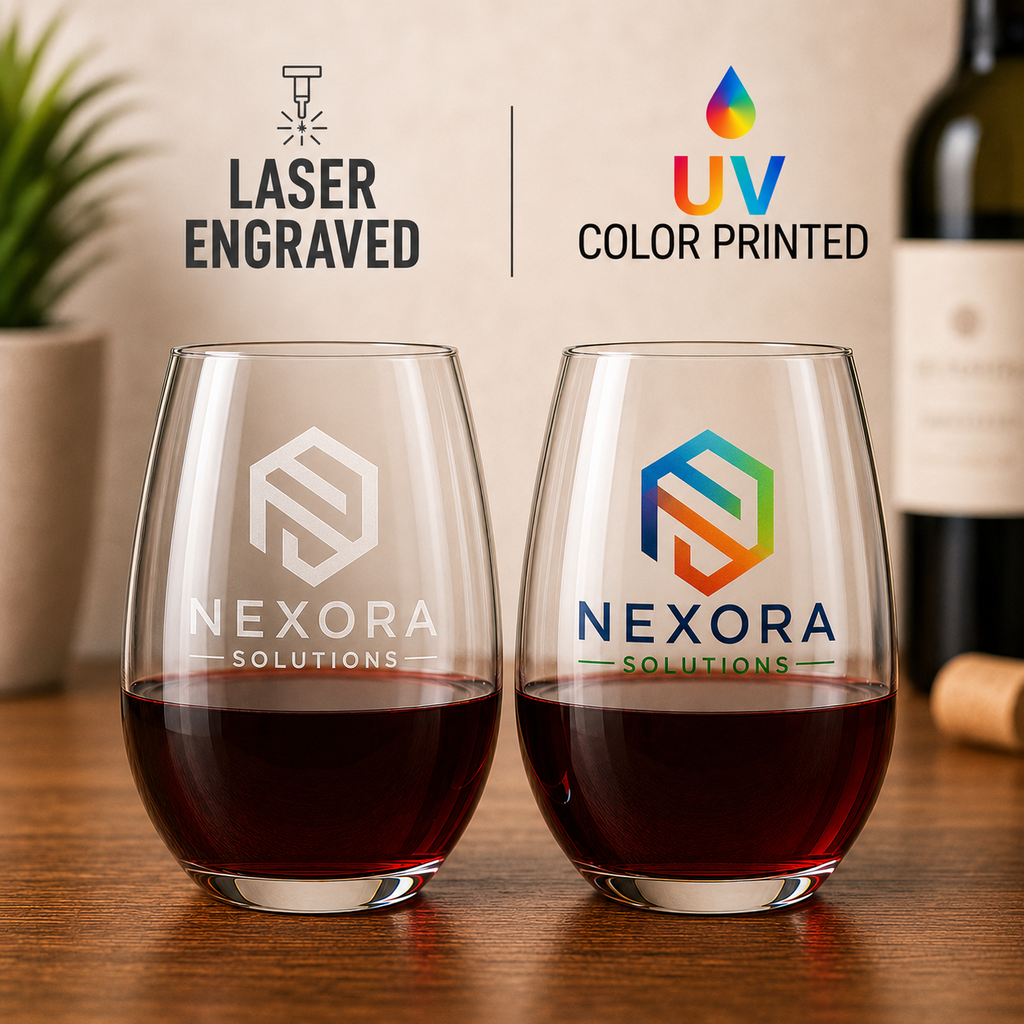 Engraved 15oz Stemless Wine Glasses