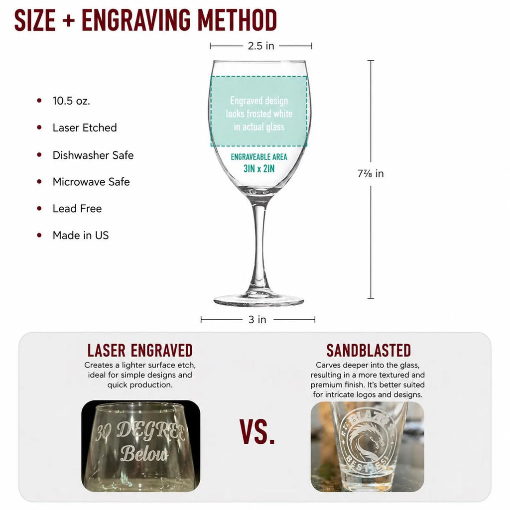 10.5oz Custom Wine Glass, Bulk Logo Gifts for Business Branding and Events