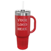 red travel mug