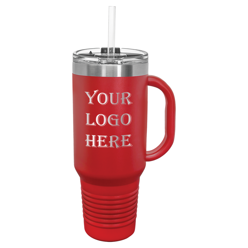 red travel mug