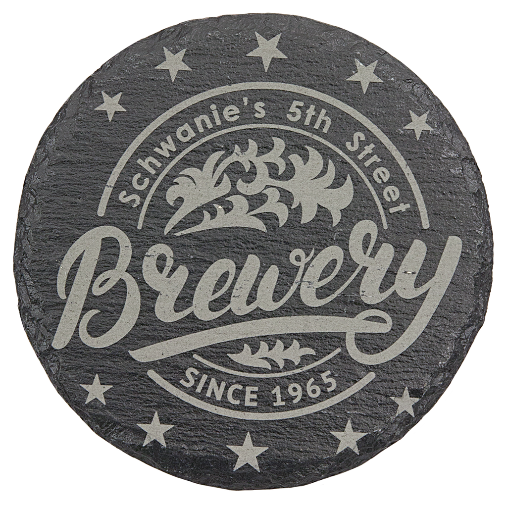 custom engraved round slate coaster
