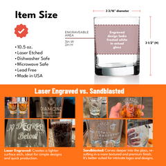 laser engraved vs sandblasted drinkware infographic