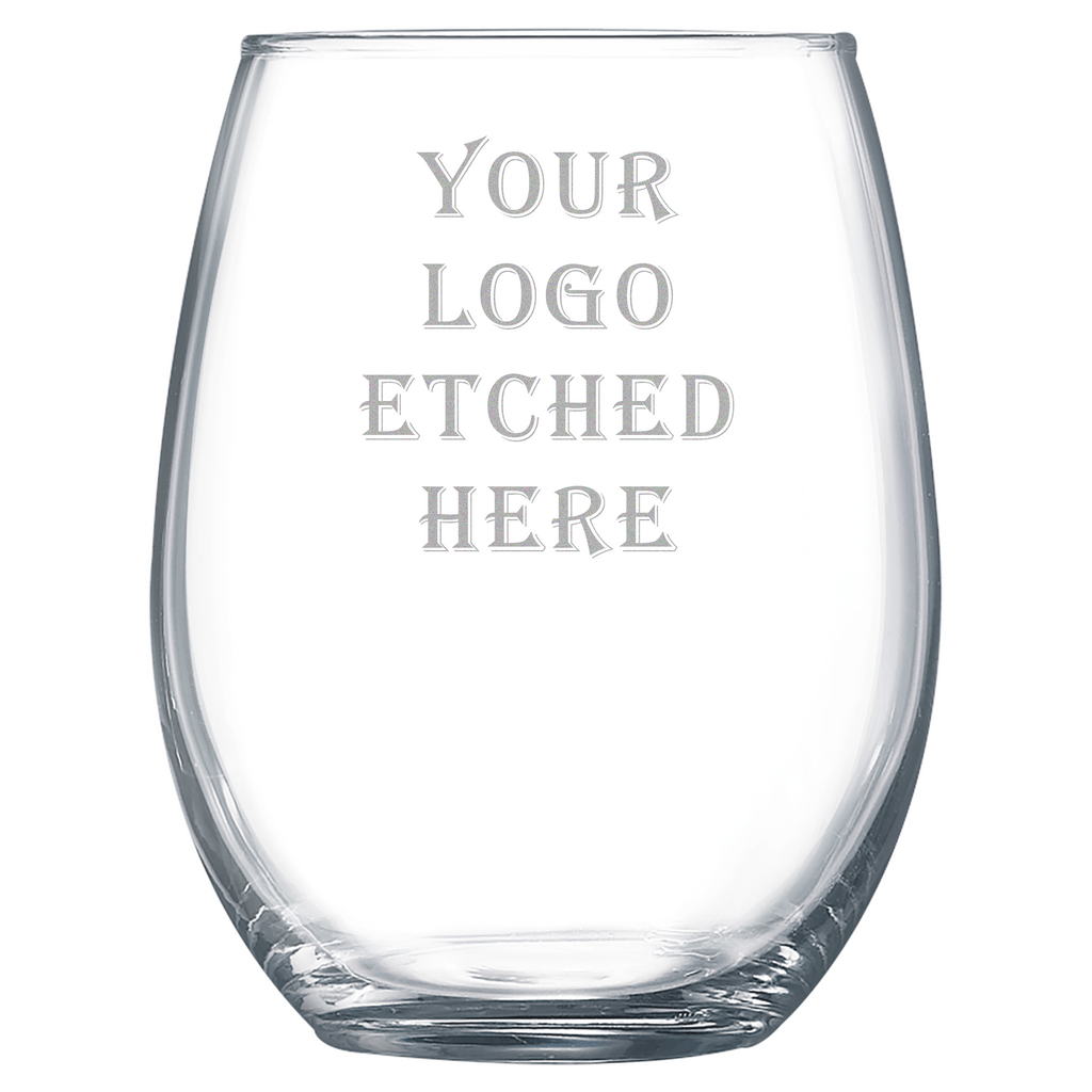 your logo here stemless wine glass